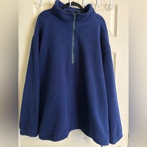 Eddie Bauer Vintage Navy and Forest Green Fleece Quarter Zip Pullover